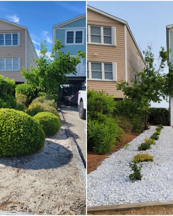 Shrubs and rock bed refresh
